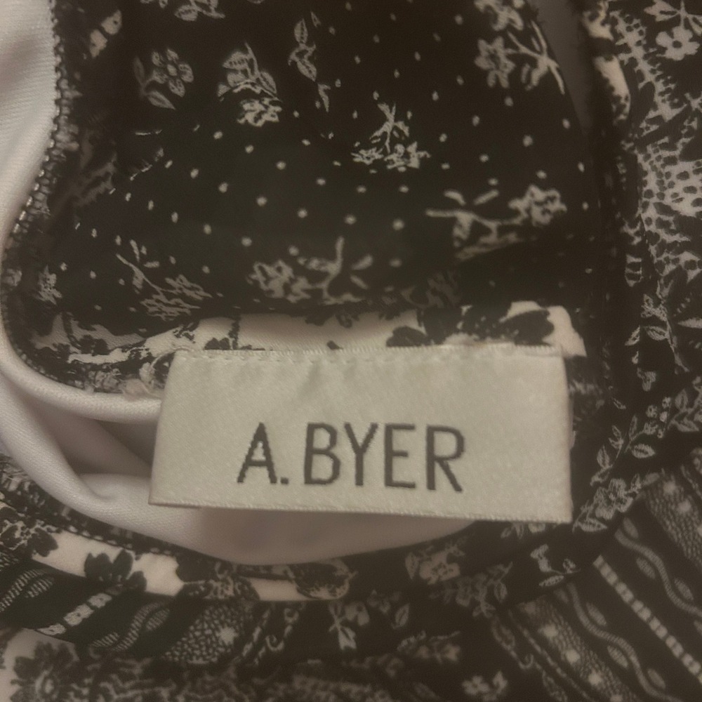 A.Byer Skirt Womens‎ XL Hi Low Black White Patchwork Print Boho Artsy Eclectic - Picture 4 of 9